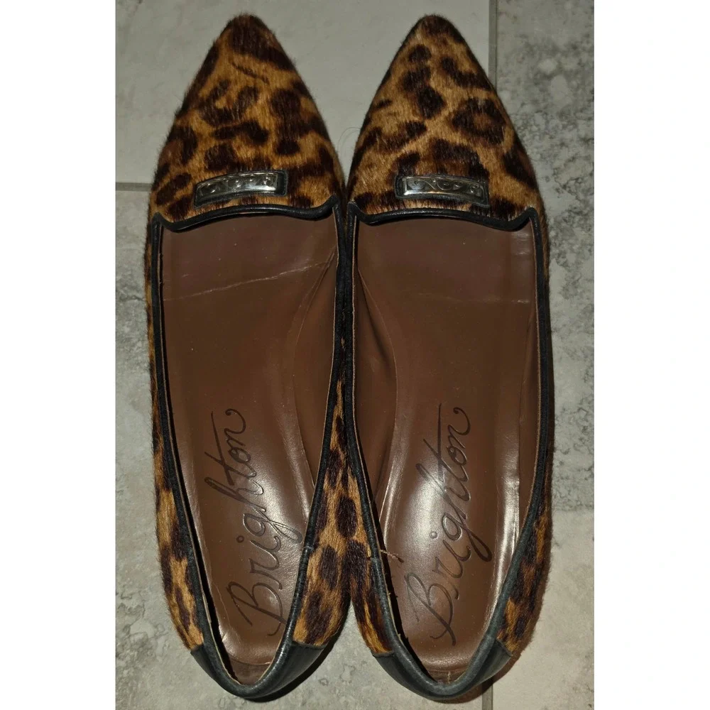 Brighton'Eve' Leopard‎ Print Calf Hair Pointed Toe Flats 9M  *Flaws See Pics